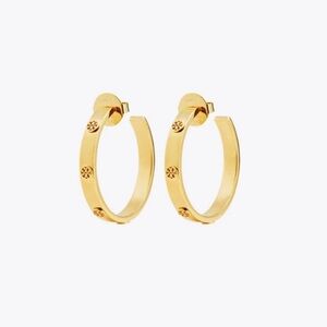 Tory Burch Miller Stud Hoop Earring Gold